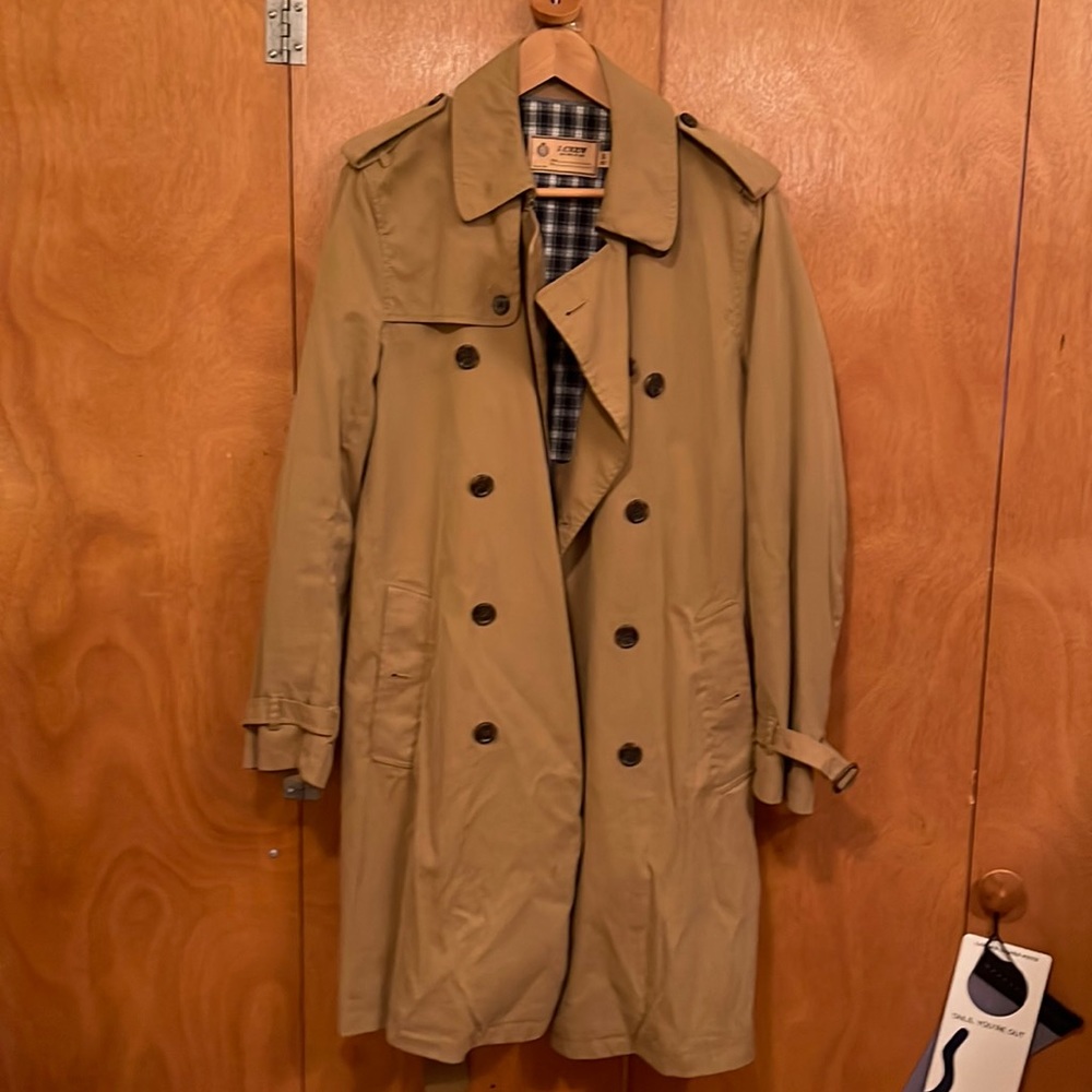 J. Crew trench coat, khaki, small, like new